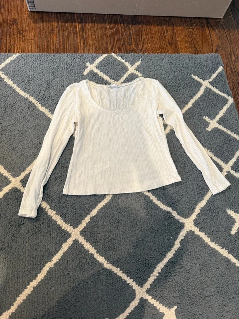 Zara White Pointelle Long Sleeve
